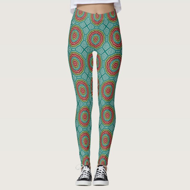 Hypnotisk mandalaic blomma leggings (Framsida)