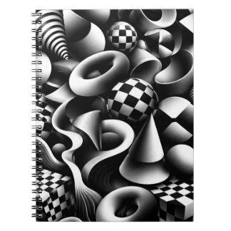 Hypnotisk monokrom geometri – 3D optisk illusion Anteckningsbok