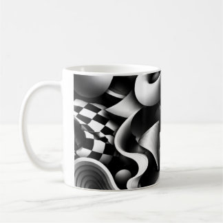 Hypnotisk monokrom geometri – 3D optisk illusion Kaffemugg
