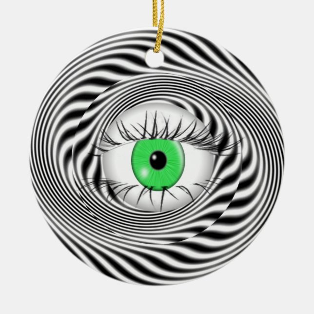 HYPNOTISK ÖGA - HYPNOTISÖR JULGRANSPRYDNAD KERAMIK (Framsidan)