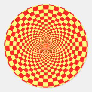Hypnotisk optisk illusion runt klistermärke