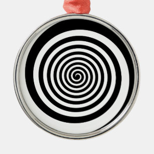 Hypnotisk spiral för svart & för vit julgransprydnad metall