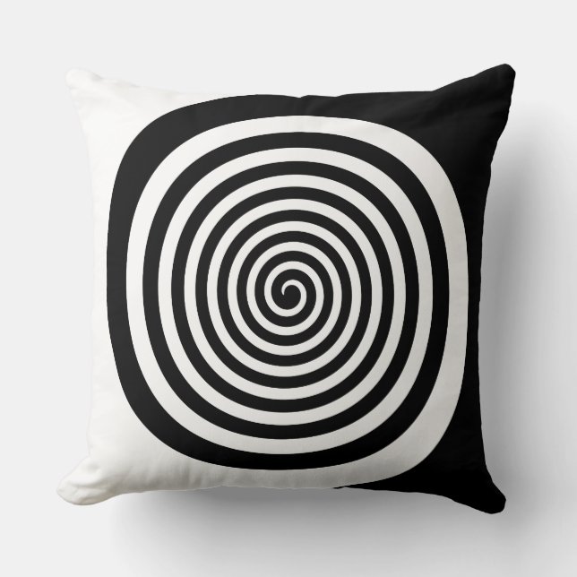 Hypnotisk spiral för svart & för vit kudde (Framsida)