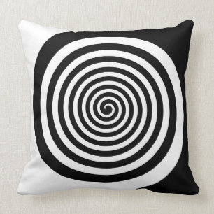 Hypnotisk spiral för svart & för vit kudde