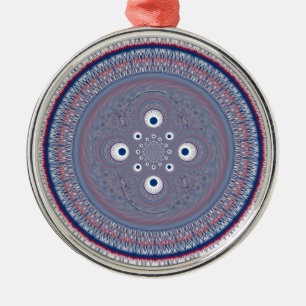 Hypnotisk symmetri: Abstrakt Geometric Art Julgransprydnad Metall