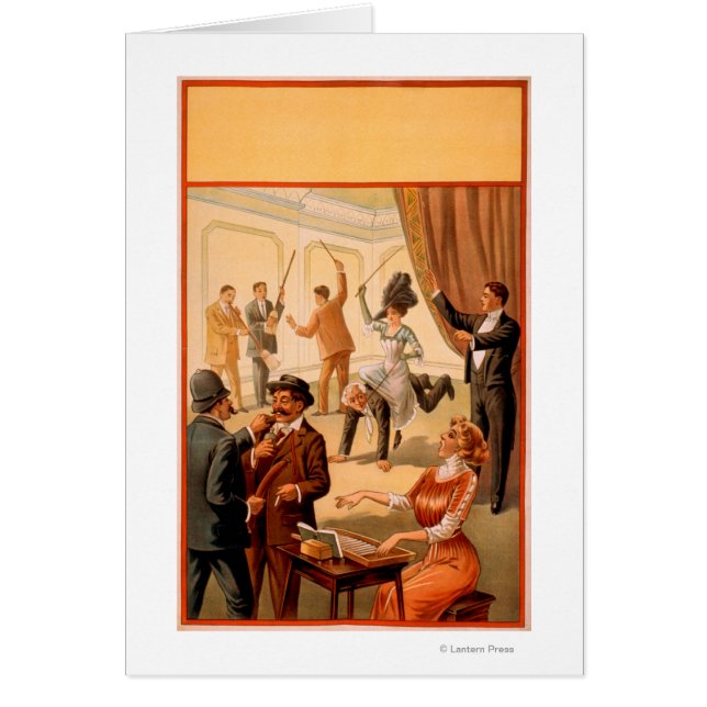 Hypnotist-styrrum för People Theater Hälsningskort (Framsidan)