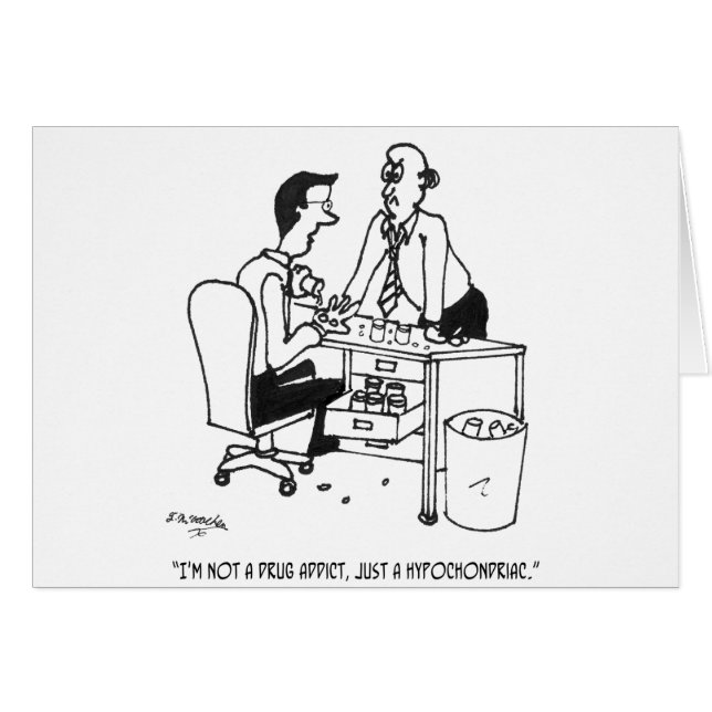 Hypochondriactecknad 3104 hälsningskort (Framsidan Horizontal)
