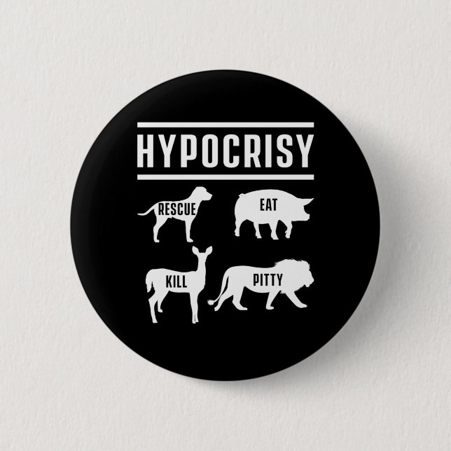 Hypocrisy Vegan Vegetarian Animal Högers Bio Gift Knapp (Framsida)