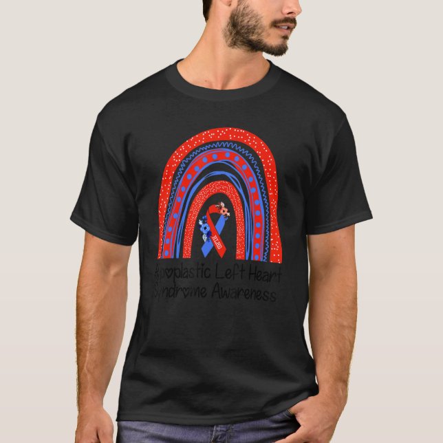 Hypoplastic Left Heart Syndrome Awareness Red Blue T Shirt (Framsida)