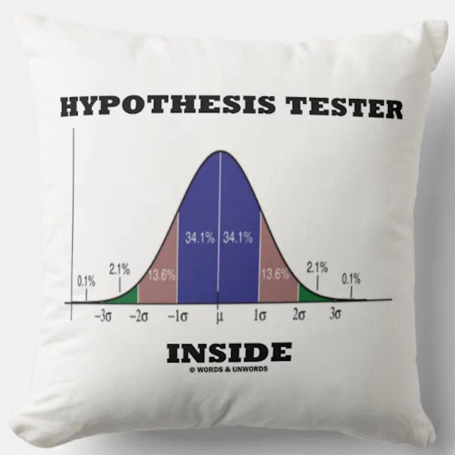 Hypotestester inuti (Bellkurva Humor) Kudde (Stats attitude throw pillow featuring normal distribution curve/bell curve for any hypothesis tester)