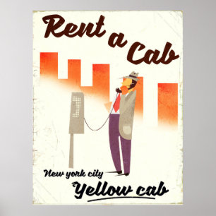 Hyr en Cab! NYC-Gultens förarhytt poster