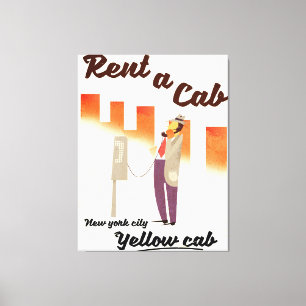 Hyr en taxi! NYC Yellow cab-affisch Canvastryck