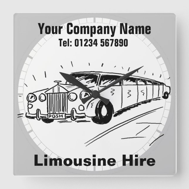 Hyr limousine-illustration fyrkantig klocka (Framsida)