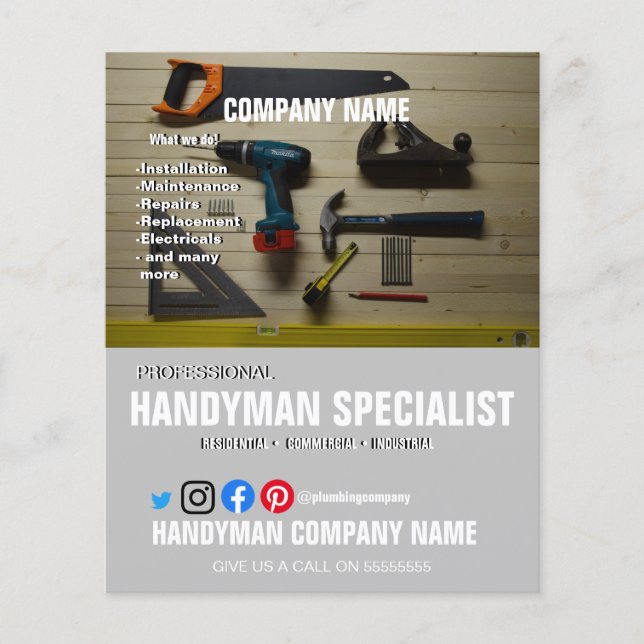 hyra en HANDYMAN SPECIALIST DIY-assistent make Flygblad (Framsidan)