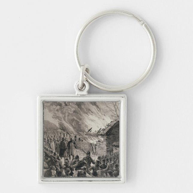 Hyrakrig i Irland Fyrkantig Silverfärgad Nyckelring (Framsidan)