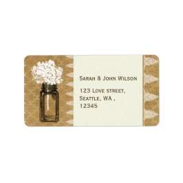 Hyrarefärg i Mason burk, bröllopsetiketter med brä Adressetikett