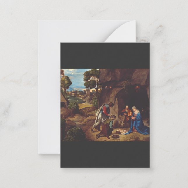 Hyrdenes tillbedjan av Giorgione Anteckningskort (Framsida)