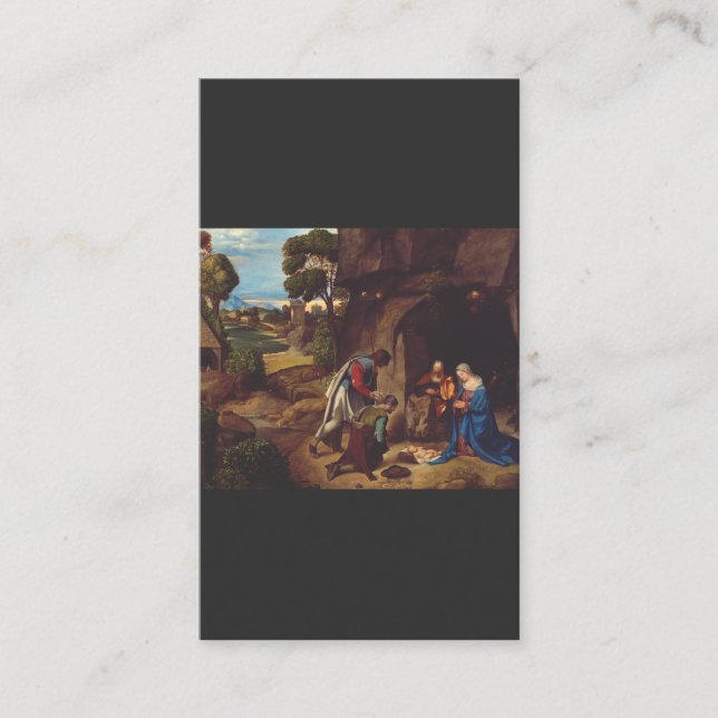 Hyrdenes tillbedjan av Giorgione Visitkort (Framsida)