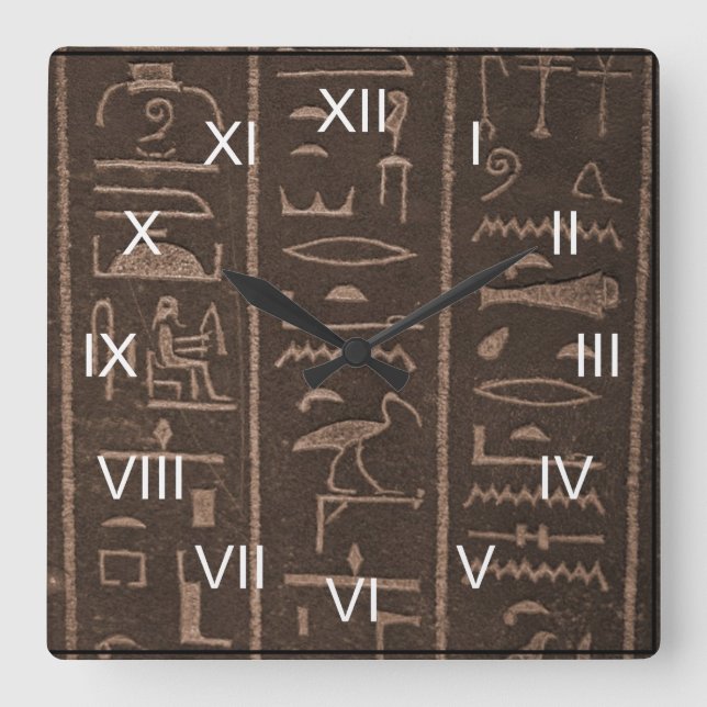 Hyroglifics Fyrkantig Klocka (Framsida)