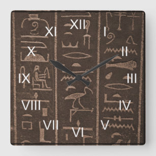 Hyroglifics Fyrkantig Klocka