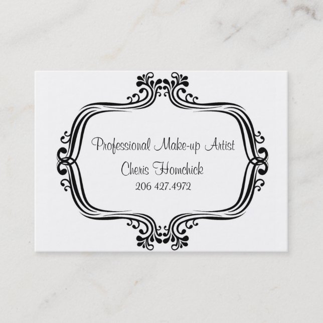 Hyror sminkkonstnär, Cheris Homchick Visitkort (Framsida)