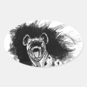 Hysterical Hyena Ovalt Klistermärke