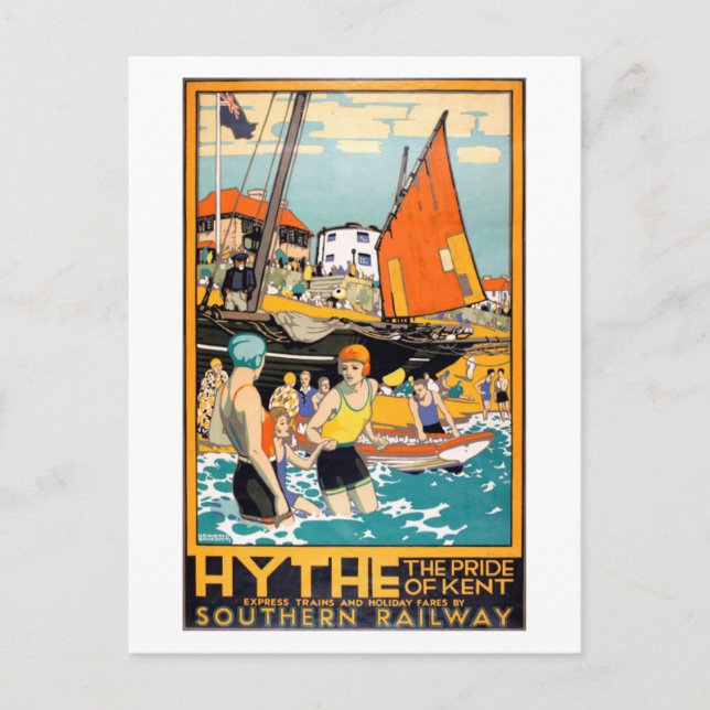 Hythe vintage järnvägsaffisch vykort (Framsida)