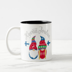Hyvaa joulua finland god jul ton Två-Tonad mugg