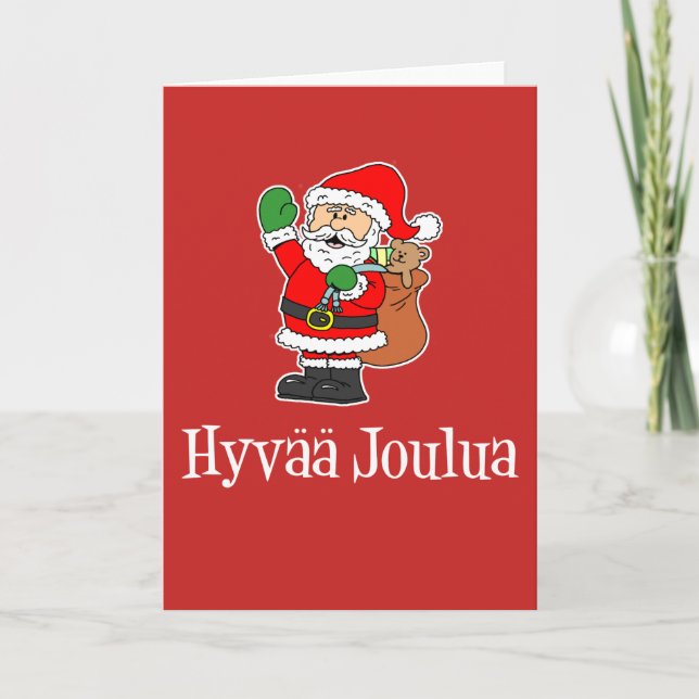 Hyvaa Joulua finlandssvensk god jul Santa Helgkort (Framsida)