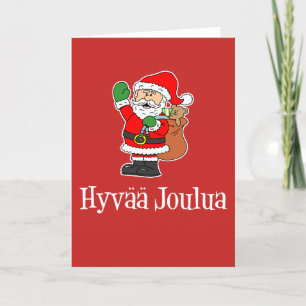 Hyvaa Joulua finlandssvensk god jul Santa Helgkort