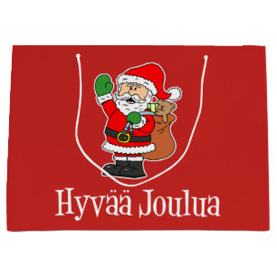 Hyvaa Joulua finlandssvensk jul (RÖDA) Santa,