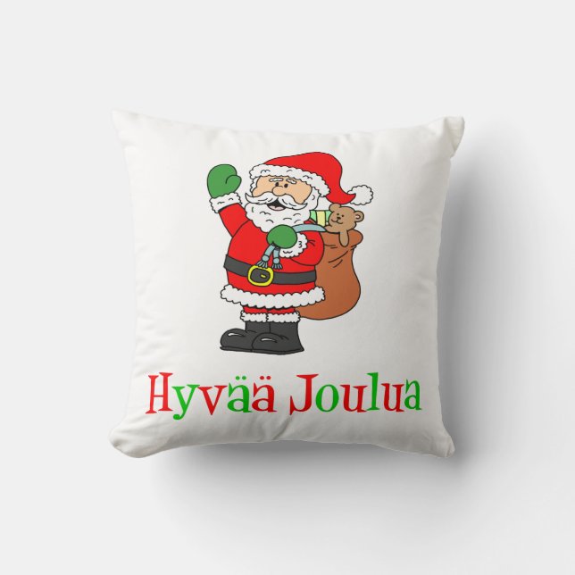 Hyvaa Joulua finlandssvensk jul Santa Kudde (Framsida)