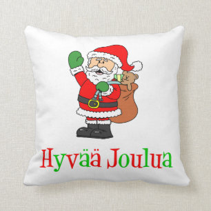 Hyvaa Joulua finlandssvensk jul Santa Kudde