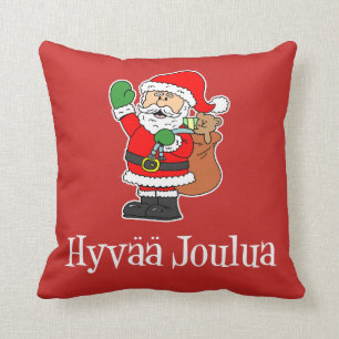 Hyvaa Joulua Finska jultomten Dekorativ kudde