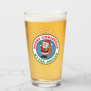 Hyvaa Joulua Finska jultomten Glass Glaskopp