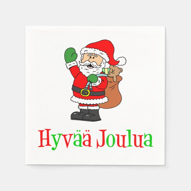 Hyvaa Joulua Finska jultomten Napkins Pappersservett (Framsidan)