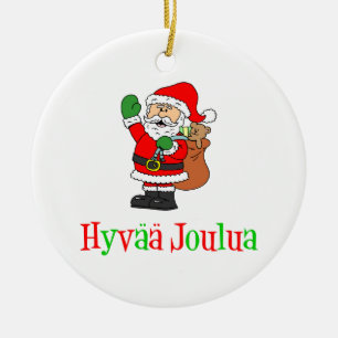Hyvaa Joulua Finska jultomten Ornament