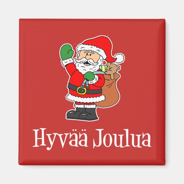 Hyvaa Joulua Finska jultomten (RED) Magnet (Framsidan)