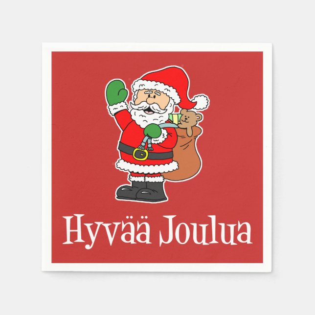 Hyvaa Joulua Finska jultomten (RED) Pappersservett (Framsidan)