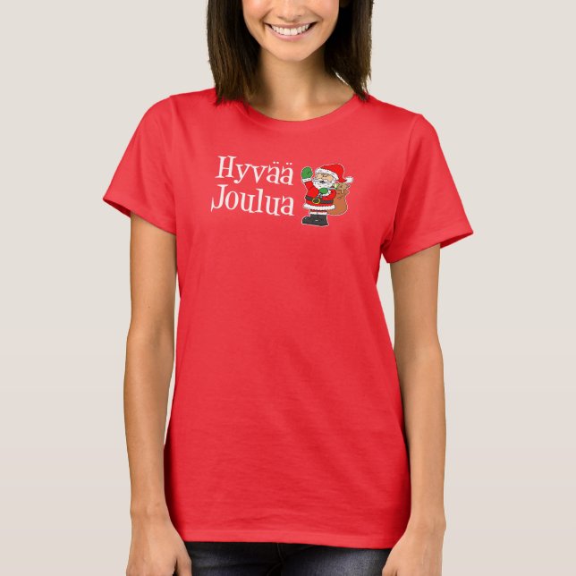 Hyvaa Joulua Finska jultomten T Shirt (Framsida)