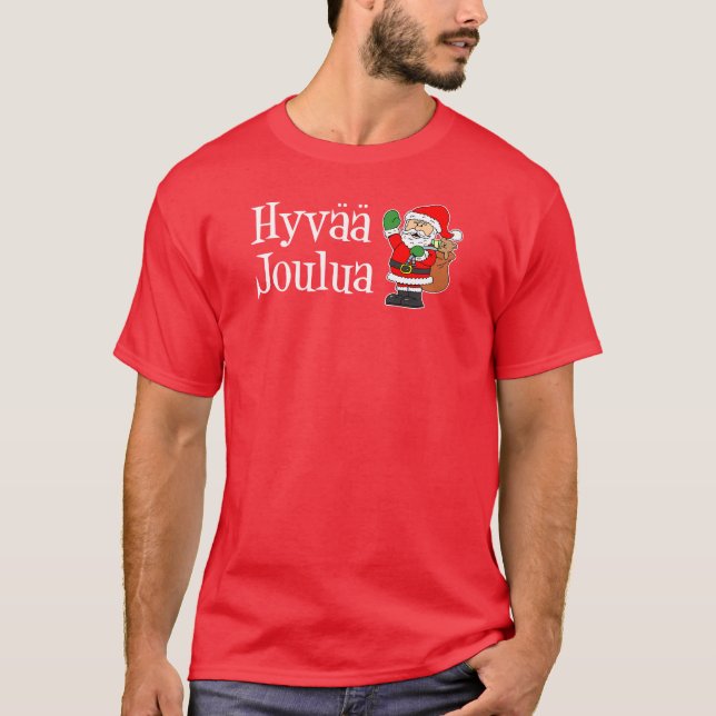 Hyvaa Joulua Finska jultomten T Shirt (Framsida)