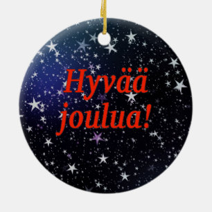 Hyvää joulua! God jul i finskan rf Julgransprydnad Keramik
