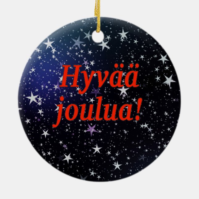 Hyvää joulua! God jul i finskan rf Julgransprydnad Keramik (Baksidan)