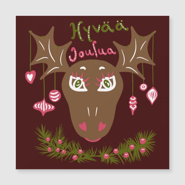 Hyvää Joulua Julsöt moose med prydnadsföremål (Framsida)