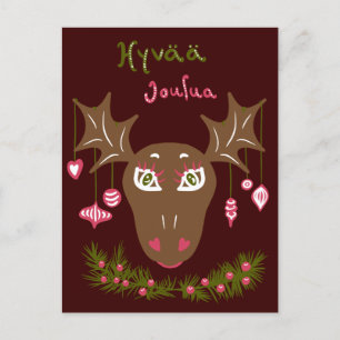Hyvää Joulua Julsöt moose med prydnadsföremål Helg Vykort