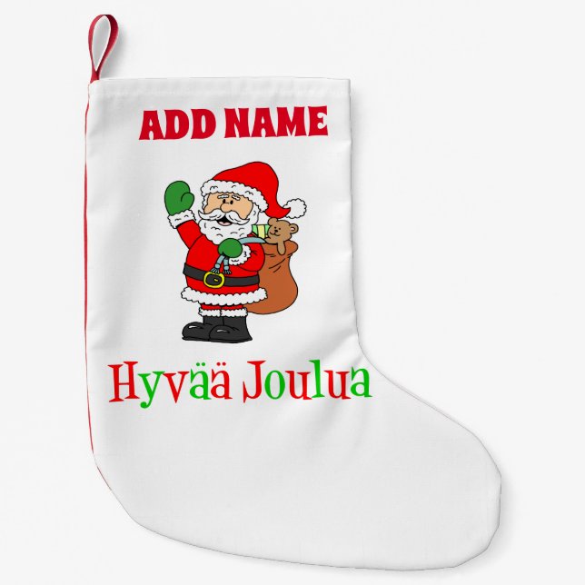 Hyvaa Joulua Personlig Namn finska Liten Julstrumpa (Framsidan)