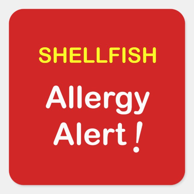 i1 - Allergy Alert - SHELLFISH. Fyrkantigt Klistermärke (Framsida)