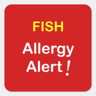 i7 - Allergy Alert - FISH Fyrkantigt Klistermärke