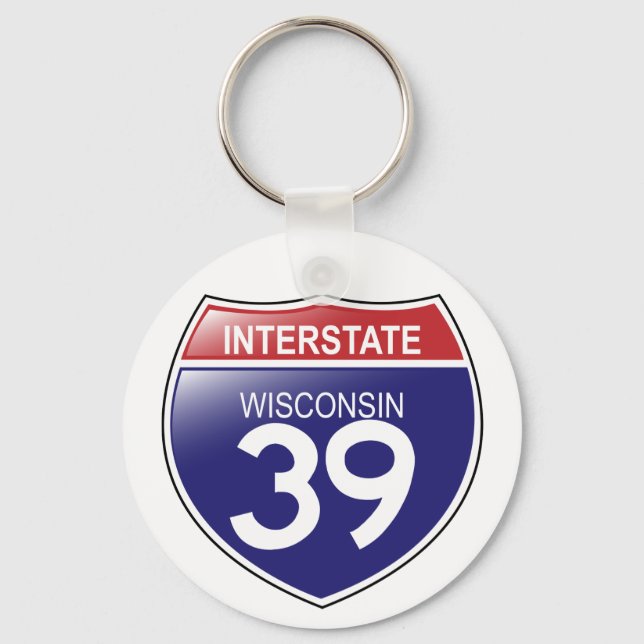 I-39 Wisconsin Keychain Nyckelring (Framsida)