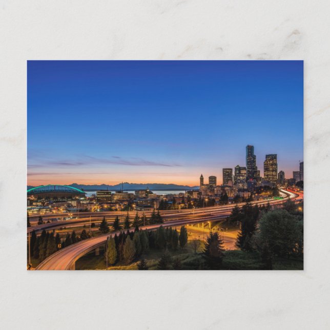 I-5-motorvägen och i Seattle vid vriden Vykort (Framsida)